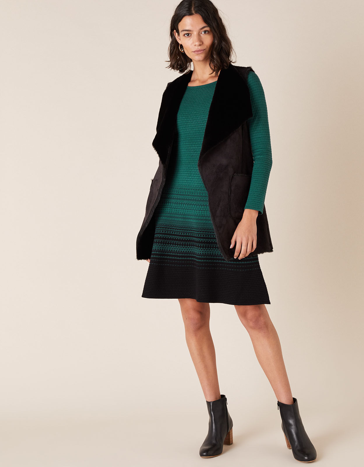Ombre Knit Dress with Sustainable Viscose Green | Casual \u0026 Day Dresses |  Monsoon Global.